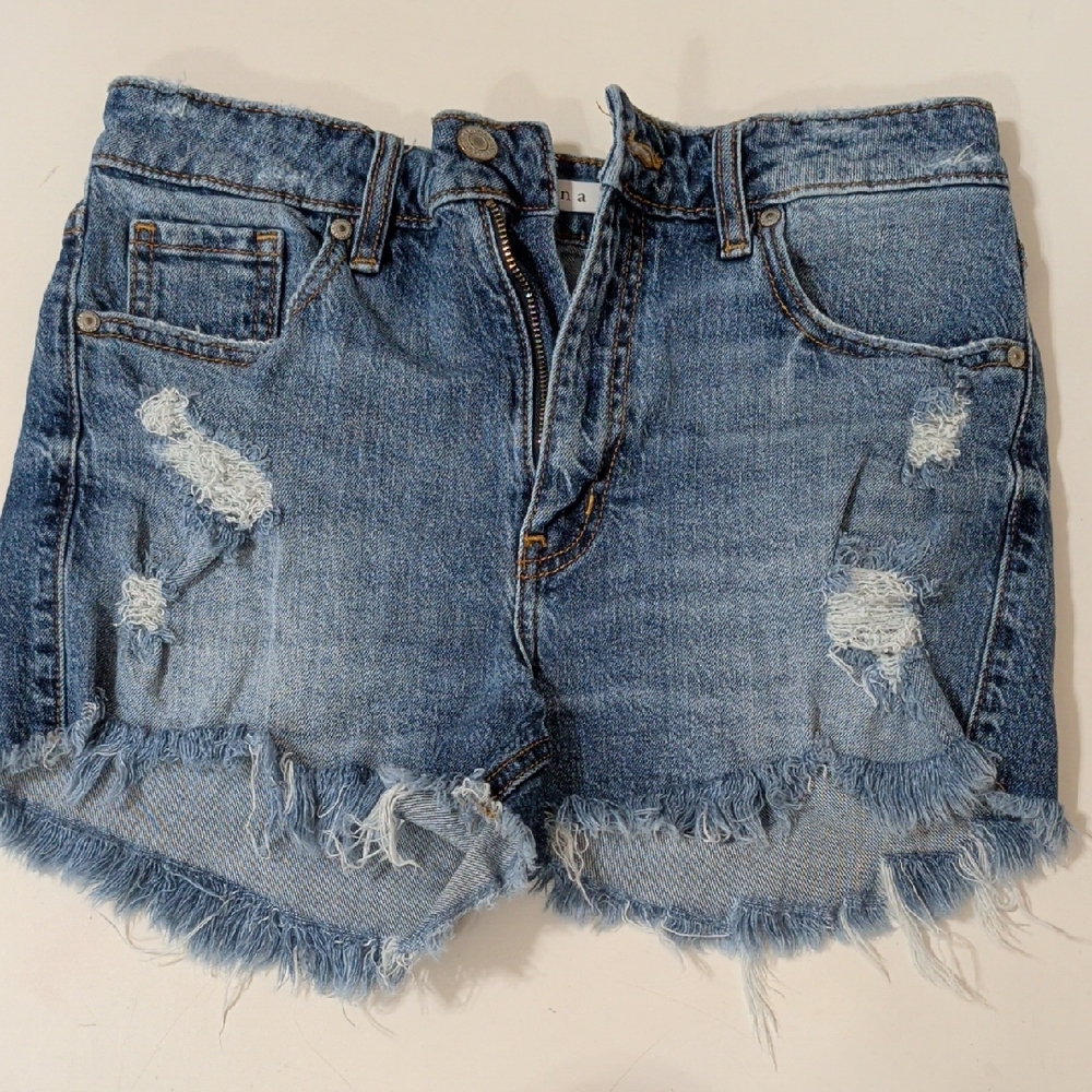 Eunina Blue Distressed Jean Shorts